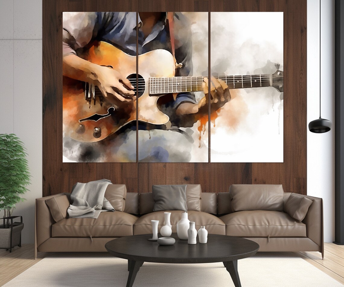 Abstract Guitarist Watercolor Acoustic Guitar Player Music Art Poster - Image 4