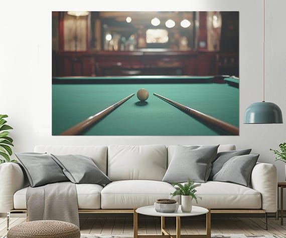 Minimalist Billiards Poster, Game Room Wall Art