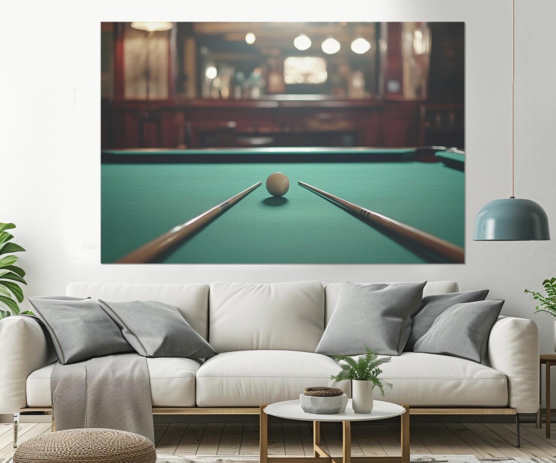 Minimalist Billiards Poster, Game Room Wall Art