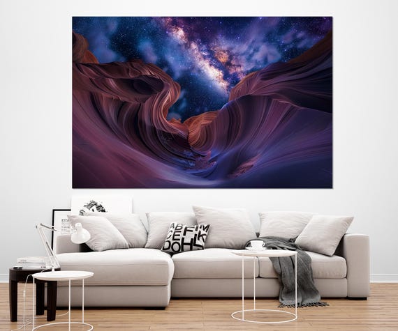 Swirling Canyons Of Antelope Canyon At Night Painting Print Canyons Wall Art Antelope Canyon Poster Framed And Ready To Hang