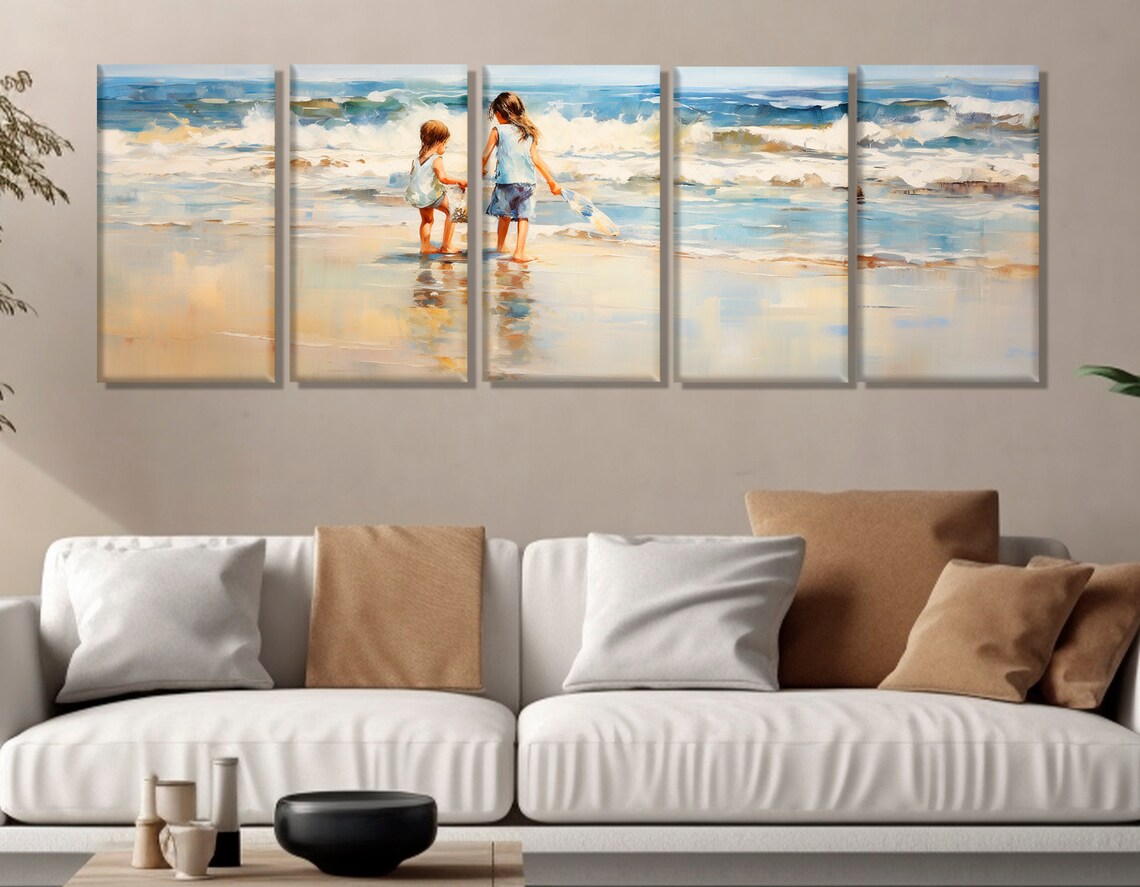 Kids On The Beach Art Print, Beach Room Decor For Kids - Image 3