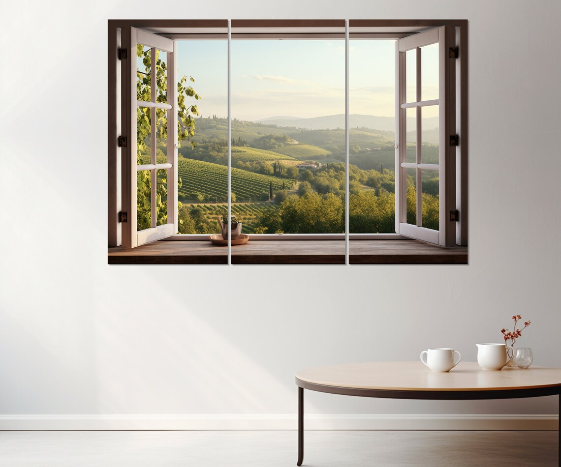 Open Window With Tuscany View, Landscape Art Print - Image 3