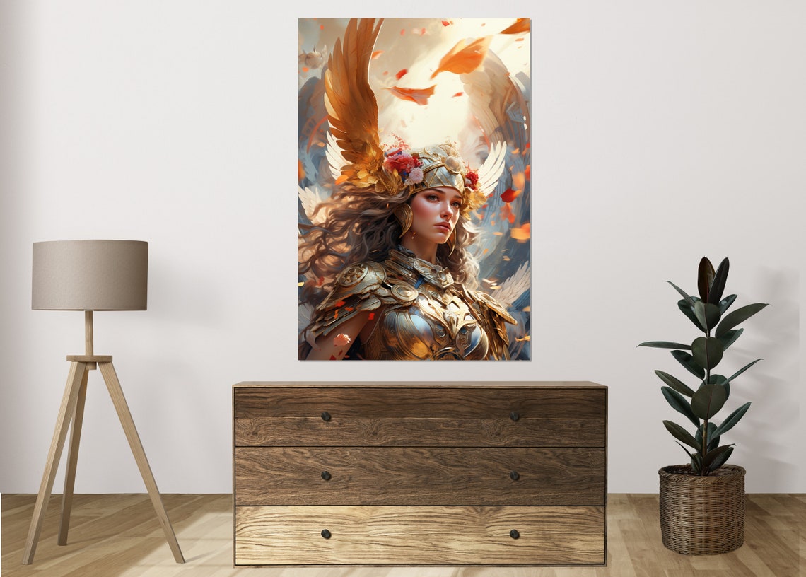 Athena Goddess Of Wisdom Winged Helmet Warrior Mythology Art Poster - Image 2