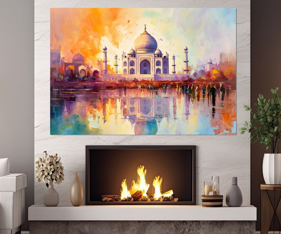 Taj Mahal Painting Print Taj Mahal Wall Art Abstract Taj Mahal India Wall Decor Framed And Ready To Hang