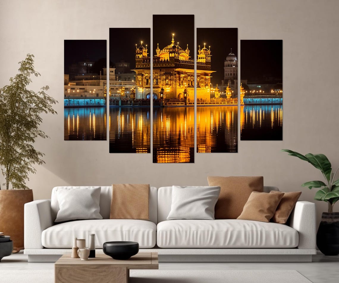 Golden Temple Amritsar Night Lights Reflection India Travel Poster - Image 4