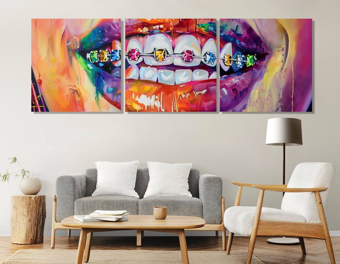 Abstract Braces Art Print, Orthodontist Office Decor - Image 2