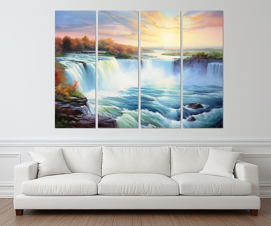Scenic Niagara Falls Painting Print Niagara Waterfall Art Framed And Ready To Hang - Image 2