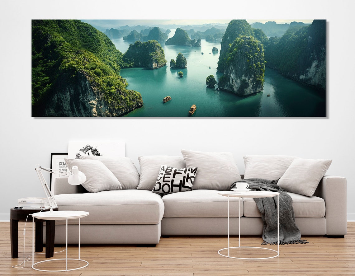 Ha Long Bay Vietnam Aerial Limestone Karsts Boats Emerald Water Poster - Image 3