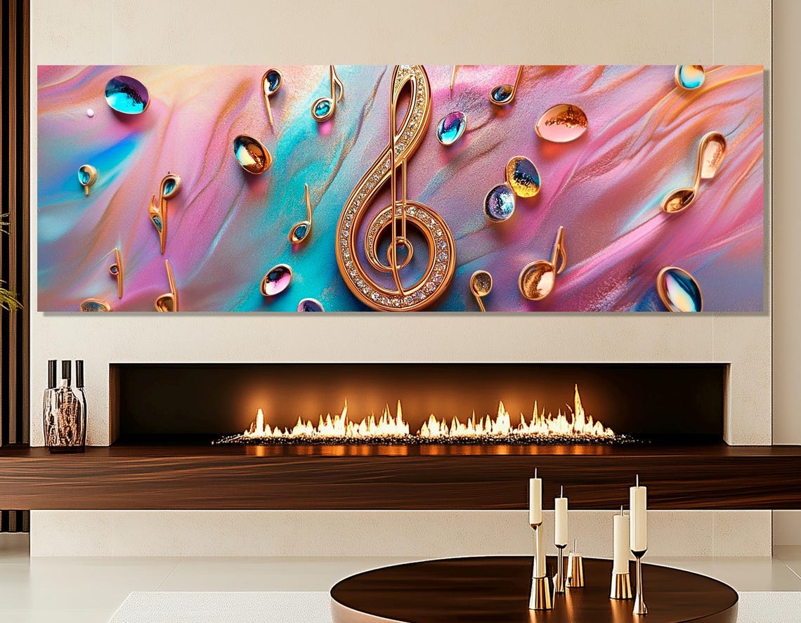 Golden Treble Clef Music Notes Pastel Marble Glam Music Lover Poster