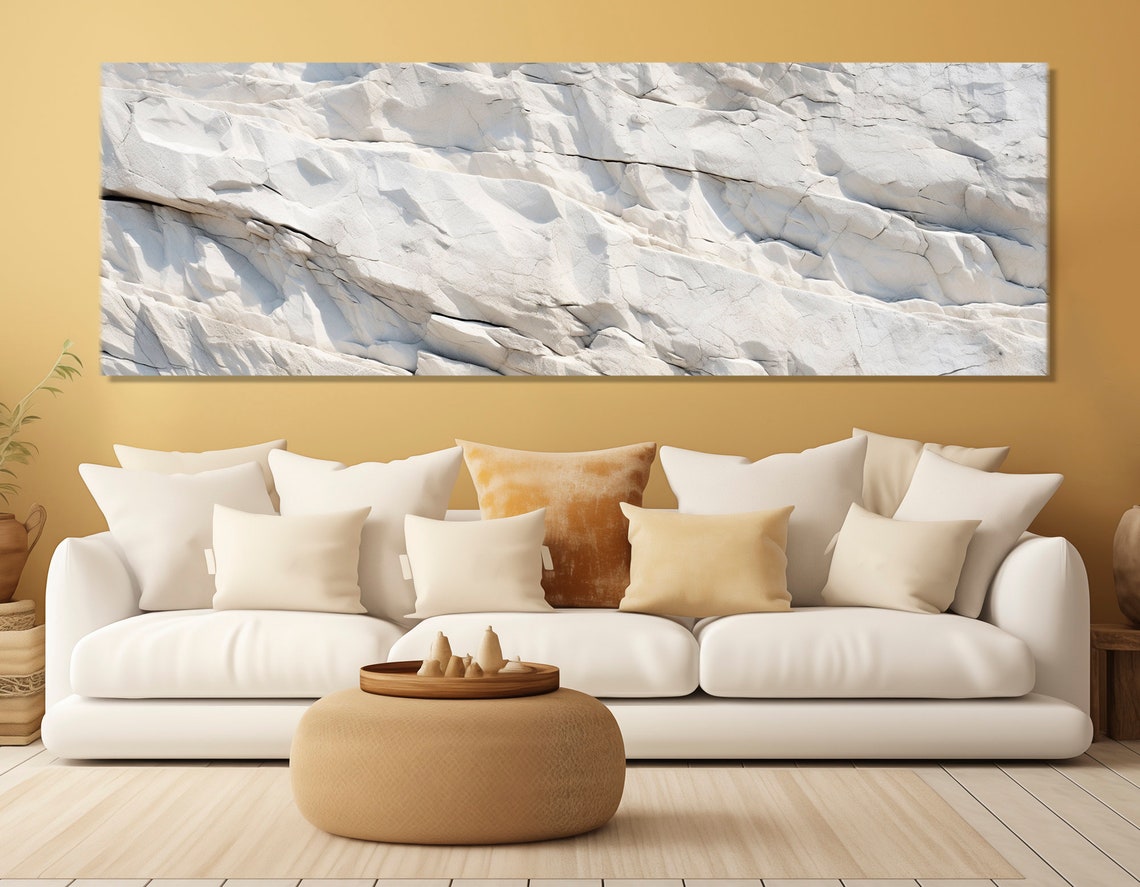 White Marble Stone Texture Triptych Minimalist Modern Interior Poster - Image 2