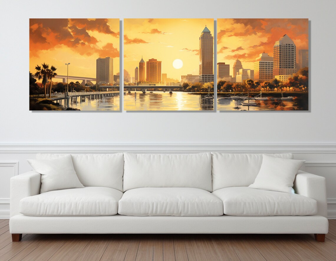 Abstract Tampa Painting Print Tampa Wall Art Tampa Skyline Tampa Poster Tampa Wall Decor Framed And Ready To Hang - Image 2
