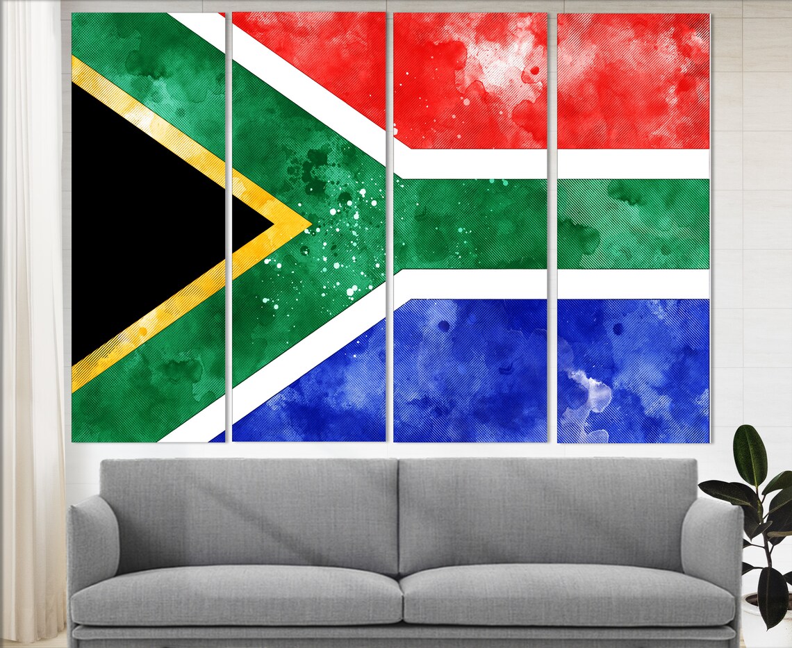 South Africa Flag Grunge Watercolor Vibrant Rainbow Nation Wall Poster - Image 3