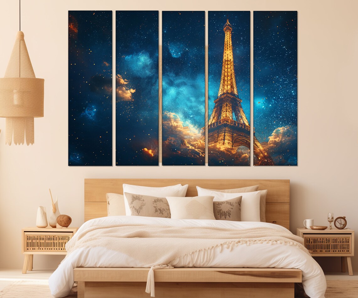Abstract Eiffel Tower At Night, Paris Art Print - Image 2