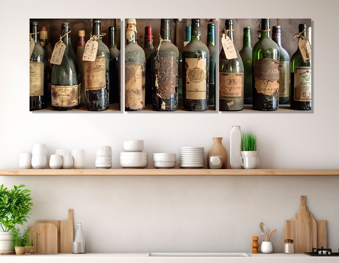 Vintage Wine Bottles Old Cellar Shelf Aged Labels Collection Wall Art Print - Image 4