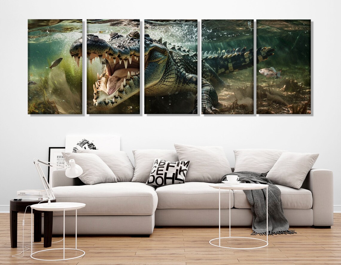 Crocodile Painting Print, Predator Animal Wall Art - Image 2
