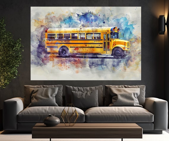 School Bus Yellow Bus Poster School Bus Painting School Bus Driver Gift School Wall Decor Framed And Ready To Hang