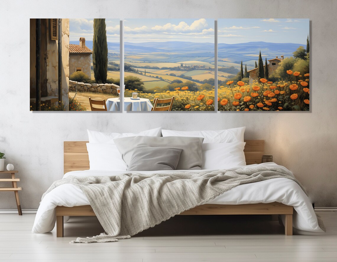 Tuscany Panorama Painting Print, Italy Landscape - Image 3