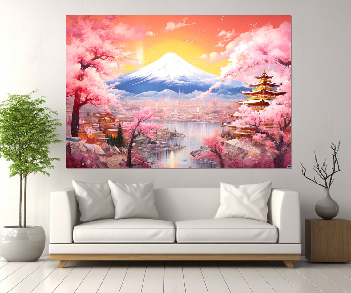 Mount Fuji Cherry Blossom Pagoda Sunset Scenic Japanese Travel Poster - Image 4