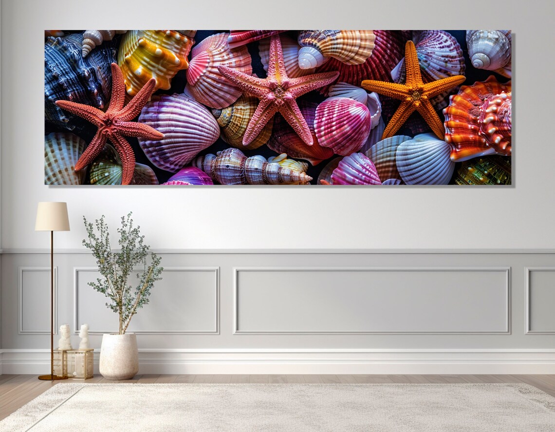 Large Sea Shells And Starfish Print Seashells Wall Art Underwater Art Ocean Life Wall Art Framed And Ready To Hang