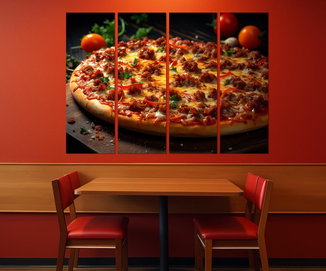 Delicious Cheese Pizza Close Up Food Photography Kitchen Wall Poster - Image 3