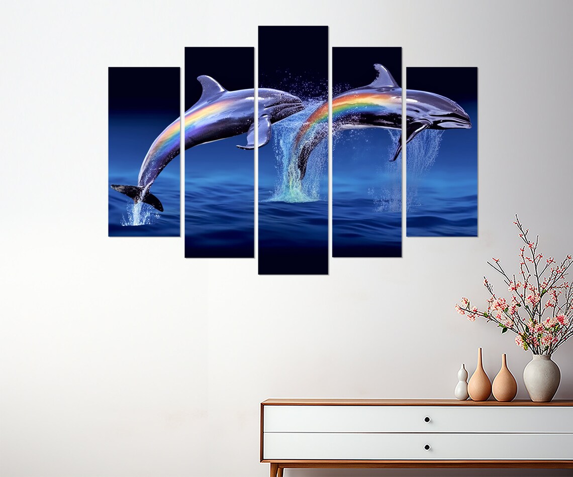 Jumping Dolphins, Modern Wall Decor - Image 3