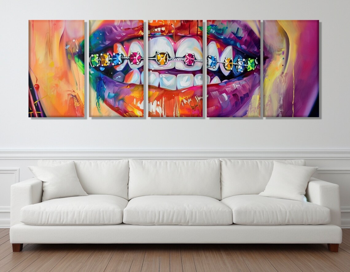 Abstract Braces Art Print, Orthodontist Office Decor - Image 3