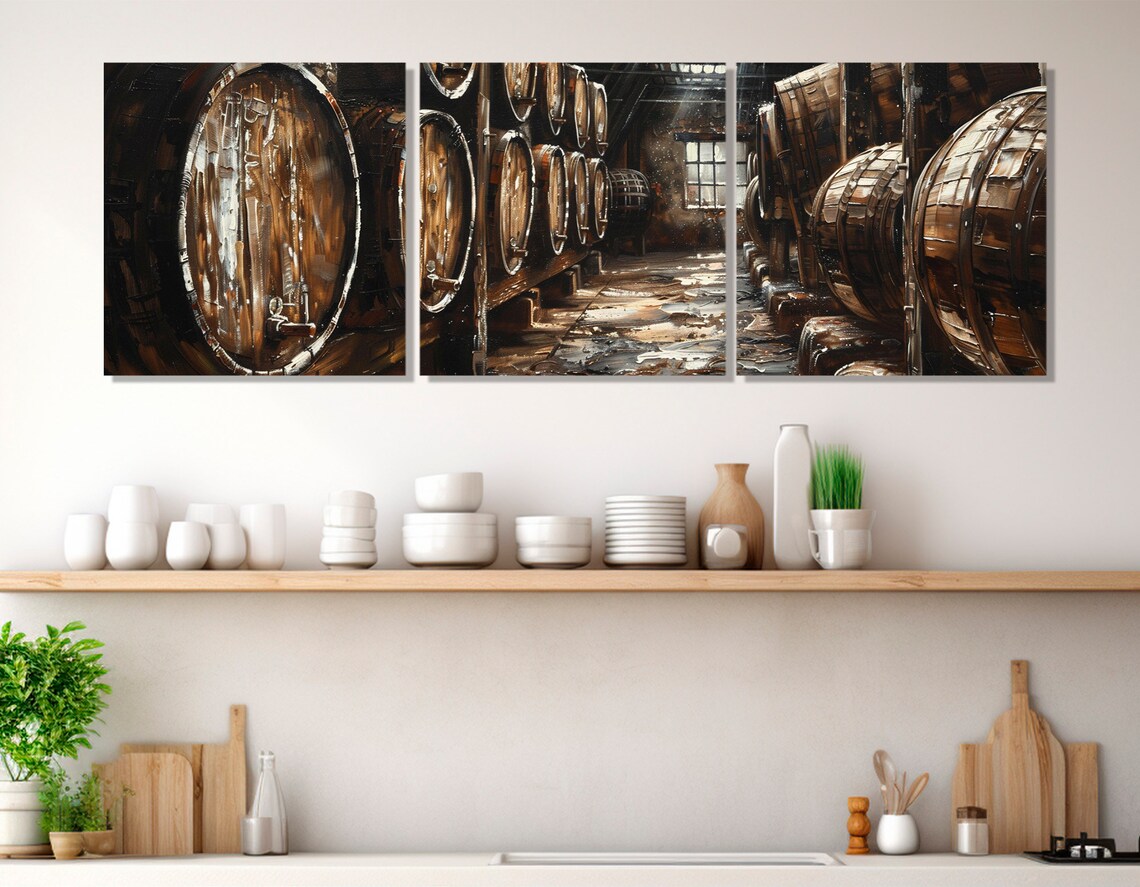 Old Whisky Barrels Art Print, Man Cave Wall Decor - Image 4