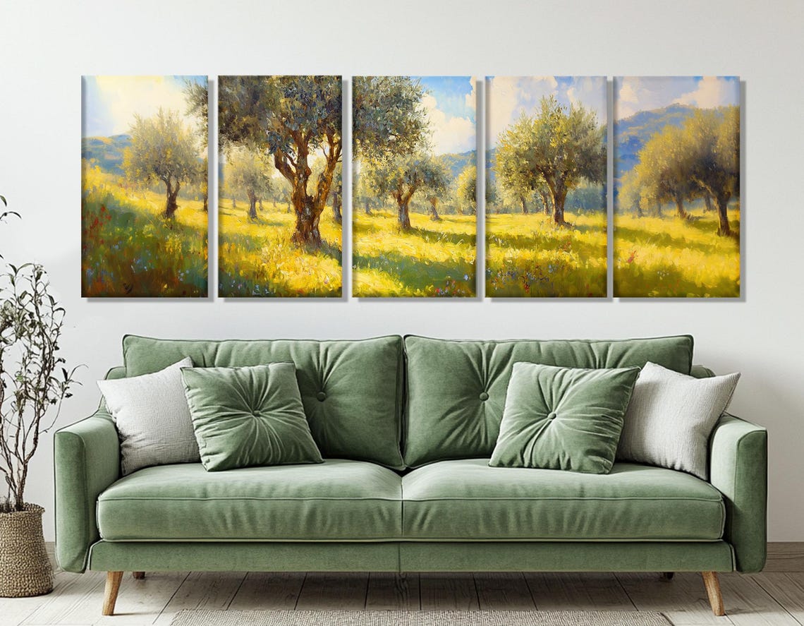 Sunlit Olive Grove Golden Field Impressionist Countryside Art Poster - Image 3