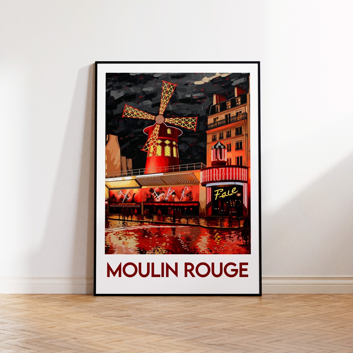 Moulin Rouge Paris Retro Travel Poster