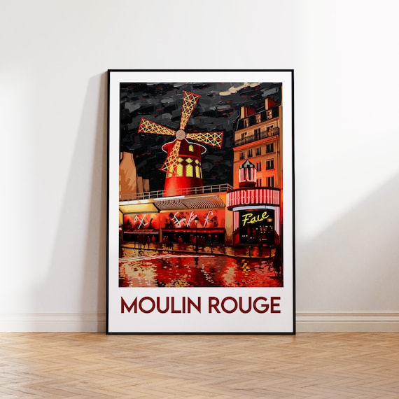 Moulin Rouge Paris Retro Travel Poster