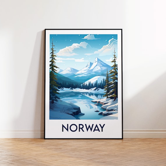 Norway Poster Print Illustration Gift Vintage Travel