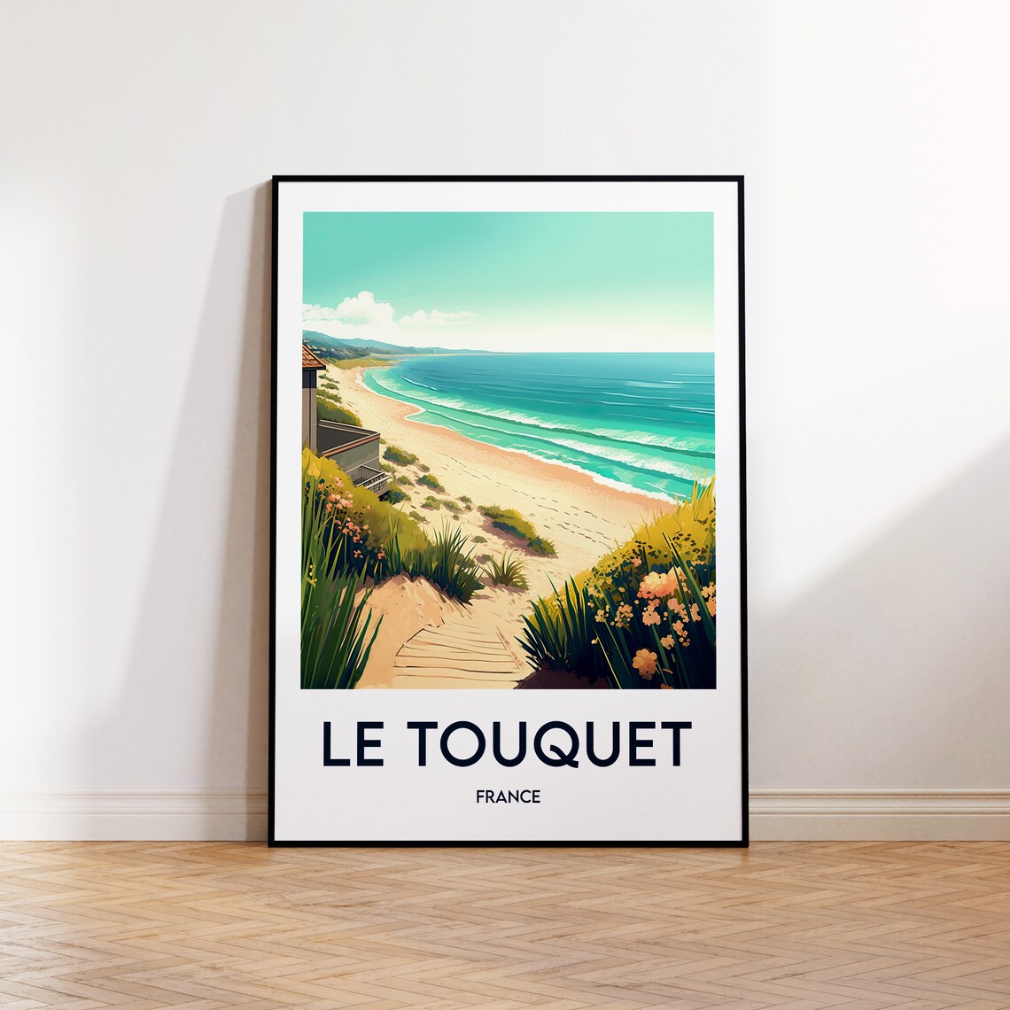 Le Touquet France Beach Poster With Wooden Steps To The Sand