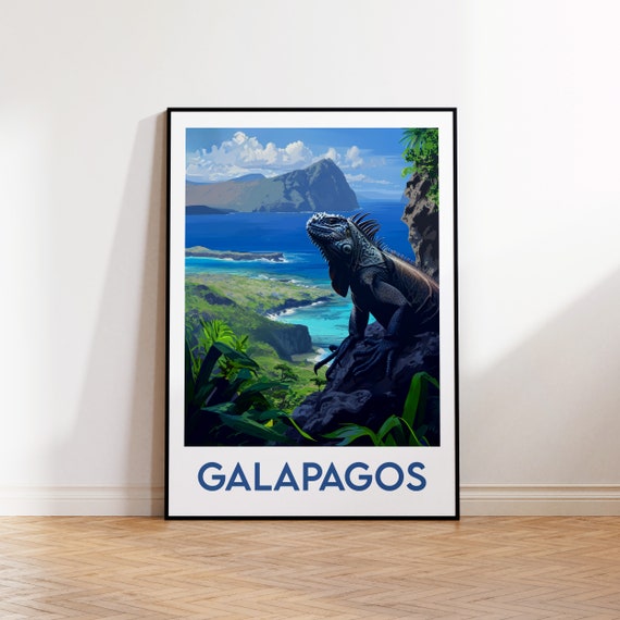 Islas Galpagos Poster Galapagos Archipelago Print Ecuador Islands Gift Vintage Travel