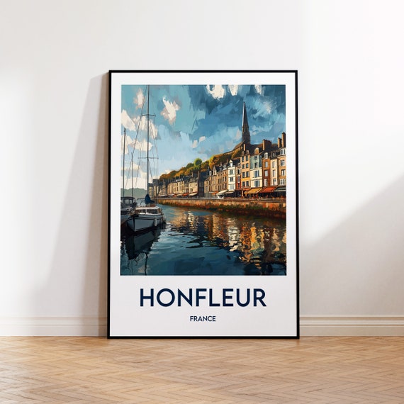 Honfleur Travel Poster Art Print Illustration Normandy Gift Vintage France