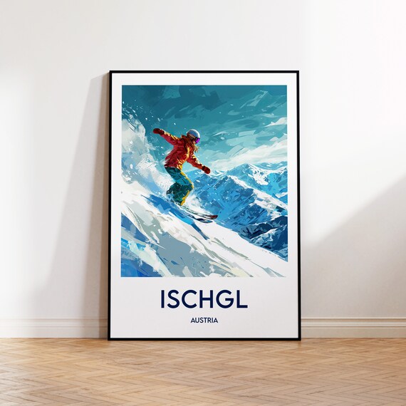 Ischgl Austria Alpine Powder Slope Winter Sports Travel Poster