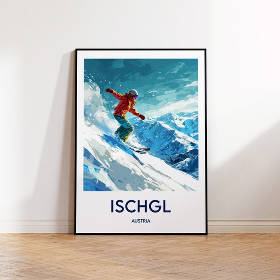 Ischgl Travel Poster Art Print Ski Resort Gift Sterreich Skiort Plakat Vintage
