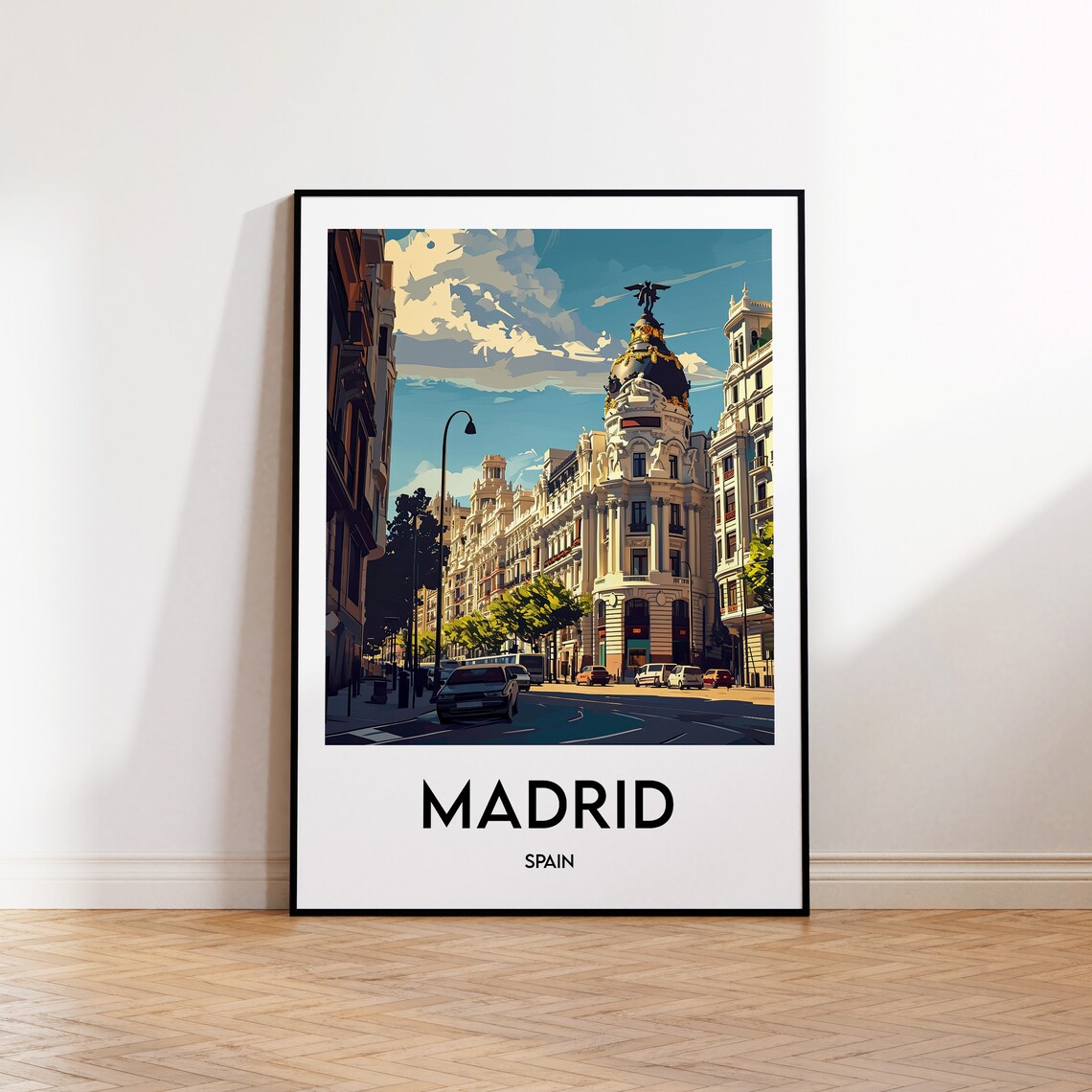 Madrid Vintage Travel Poster, Spain Illustration