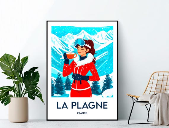 La Plagne Poster Ski Art Print Resort France Gift