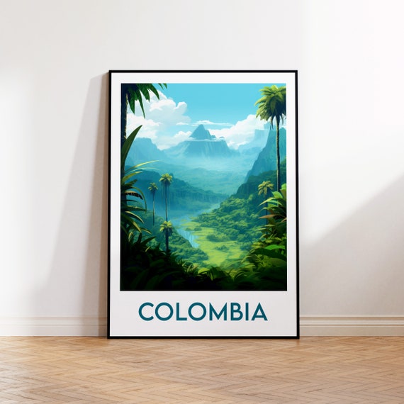 Colombia Poster Print Illustration Gift Vintage Travel