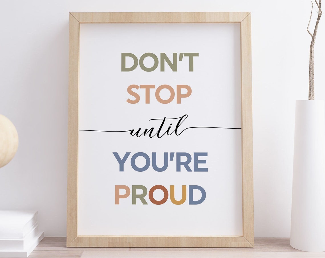 Don't Stop Until You're Proud Pastel Classroom Motivational Poster