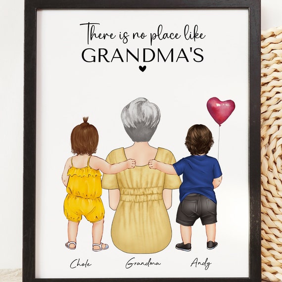 Personalized Mothers Day Gift For Grandma Birthday Gift For Nana Mimi Gigi Custom Grandmother Wall Art Grandkids Print Family Illustration