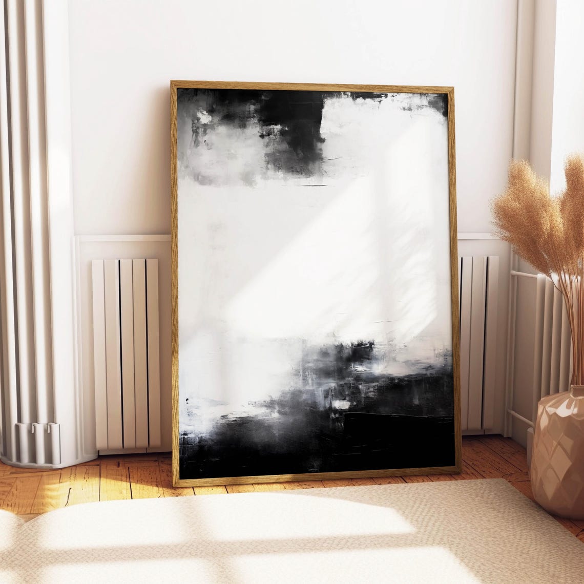 Black and White Smoky Ink Abstract Minimalist Modern Art Poster - Image 4