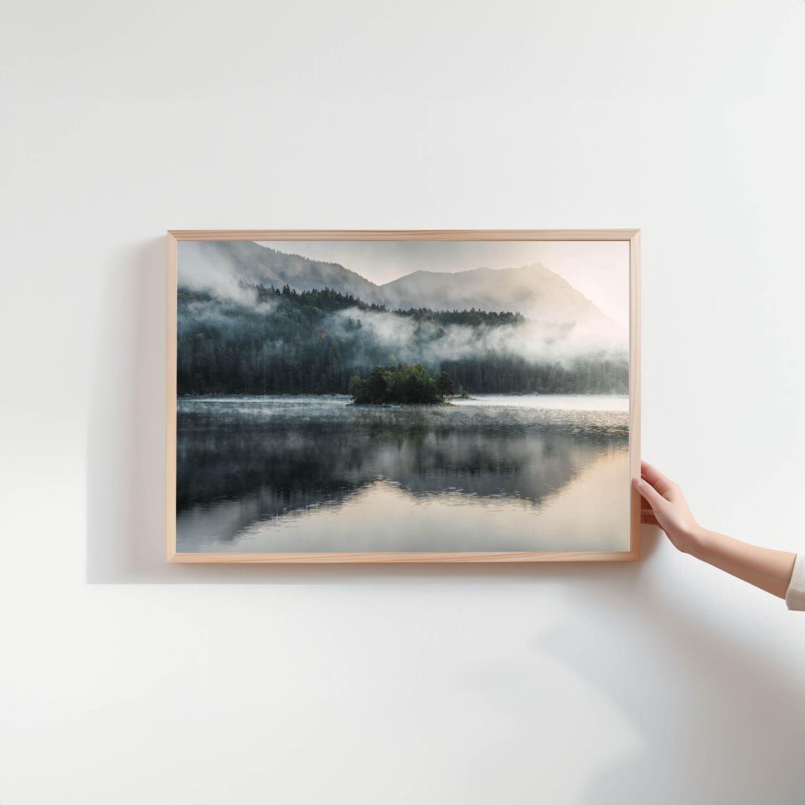Lake Eibsee Misty Morning Fog Island Bavarian Alps Germany Poster - Image 2