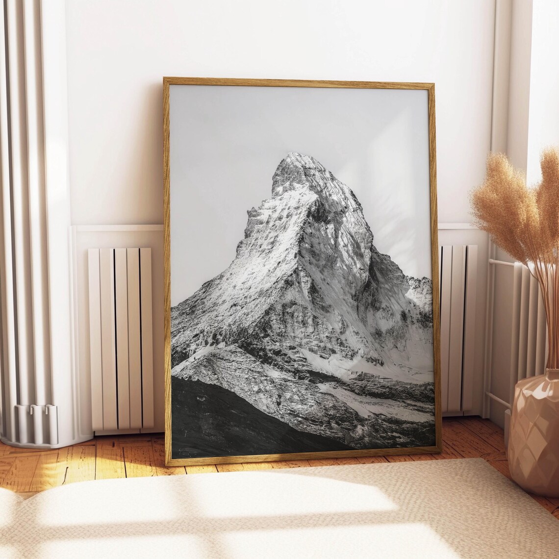 Matterhorn Snow Peak Black and White Alpine Mountain Photo Poster - Image 4