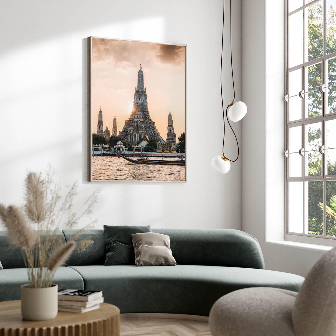 Wat Arun Sunset Bangkok Thailand Riverside Temple River Poster - Image 3