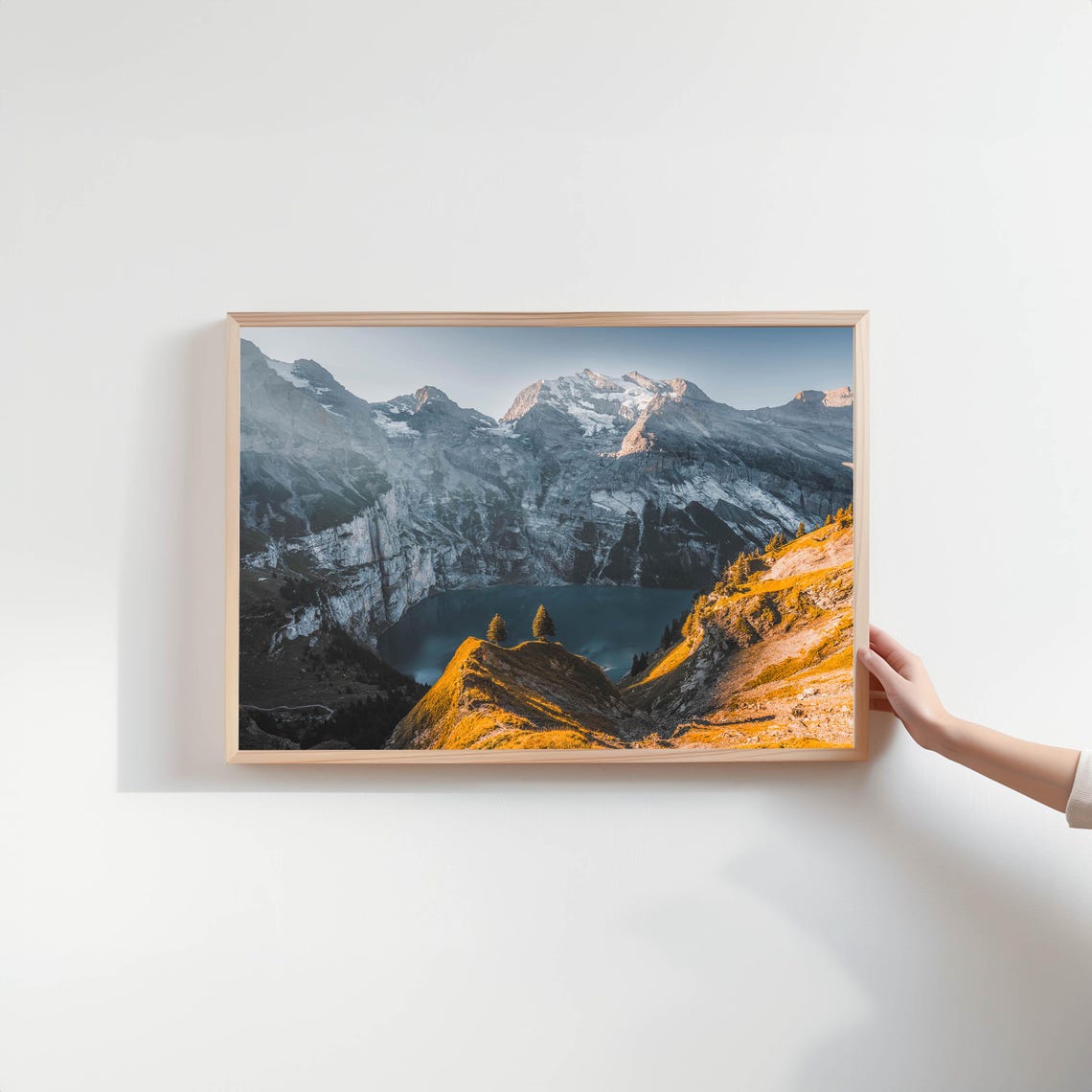 Alpine Lake With Two Lone Pines Golden Ridge Sunset Photo Poster - Image 2
