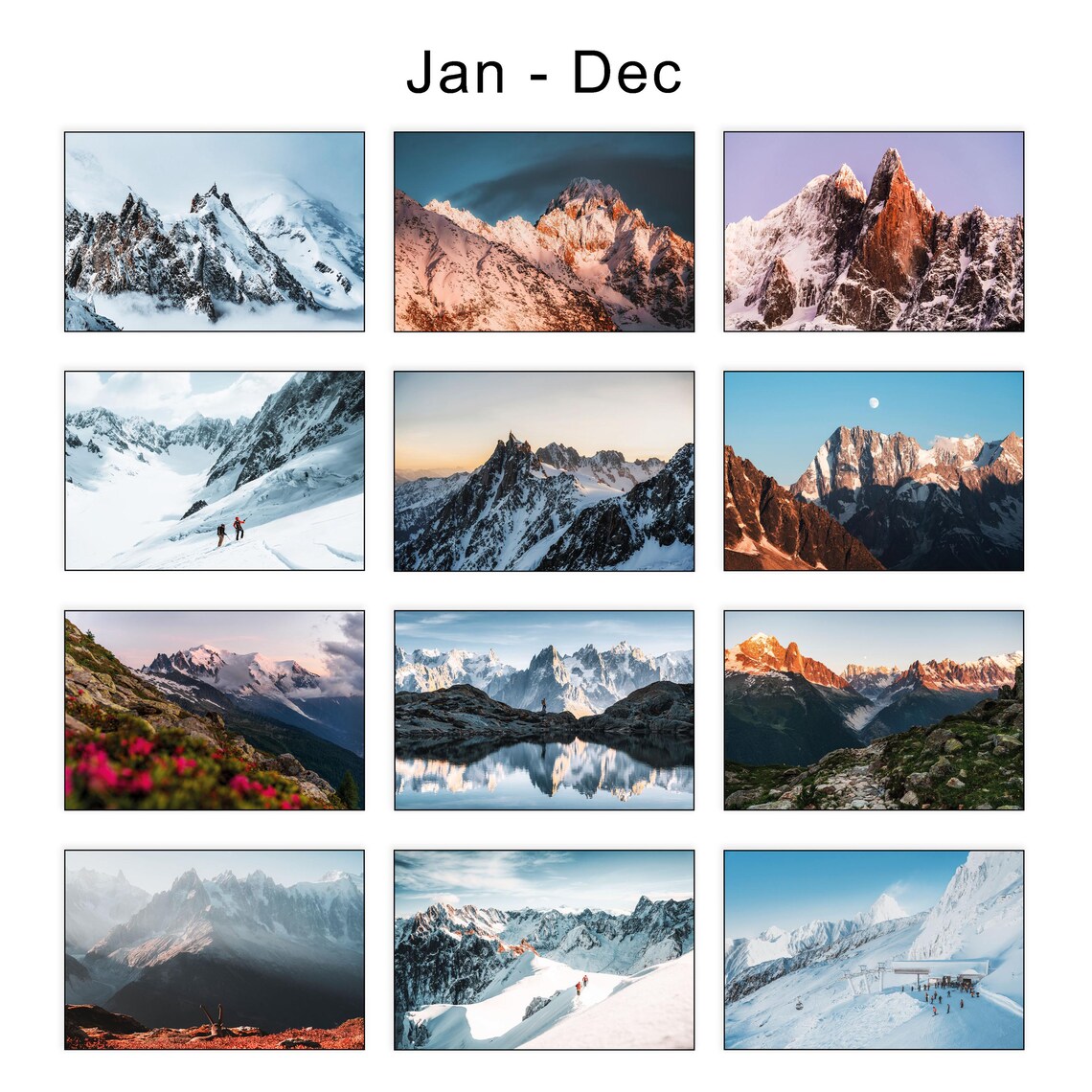 Chamonix 2025 Mountain Landscape Calendar Art Print - Image 4