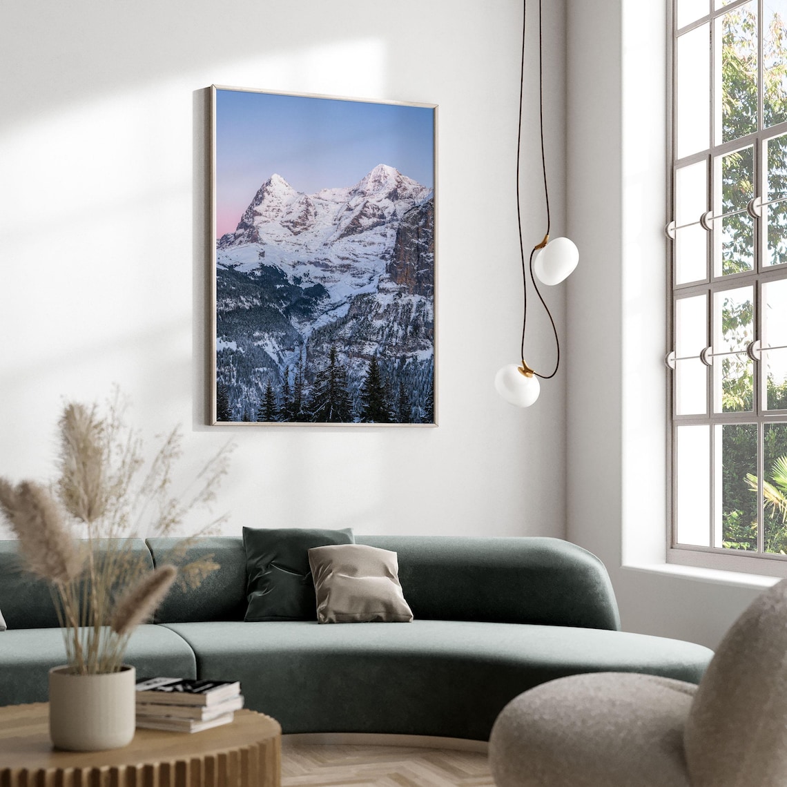 Snowy Swiss Alps Mountain Peaks Pink Dawn Winter Photography Poster - Image 5
