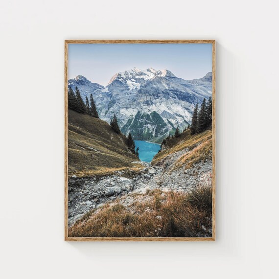 Oeschinensee Swiss Alps Switzerland Wall Decor Print Home Decor Nature Photography Gift For New Home Living Room Wall Art