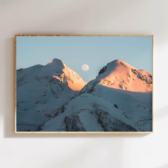 Castor And Pollux Monte Rosa Massif Swiss Alps Switzerland Mountain Photography Wall Art Print Nature Artworks Gift For New Home